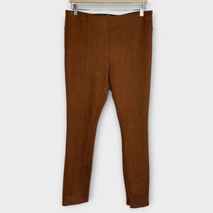 by ANTHROPOLOGIE Faux Suede Leggings Woman's SIZE 31 Pull On Elastic Waist Brown